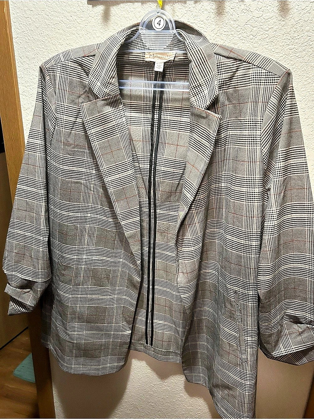 philosophy Plaid Blazer Gray & White Size 3X